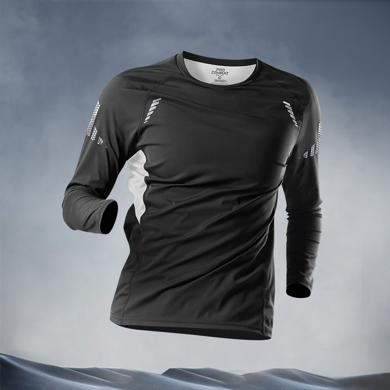 Cross-border foreign trade explosion Long-sleeved outdoor sports men's quick-drying clothes T-shirt Autumn loose bottoming shirt Breathable thin