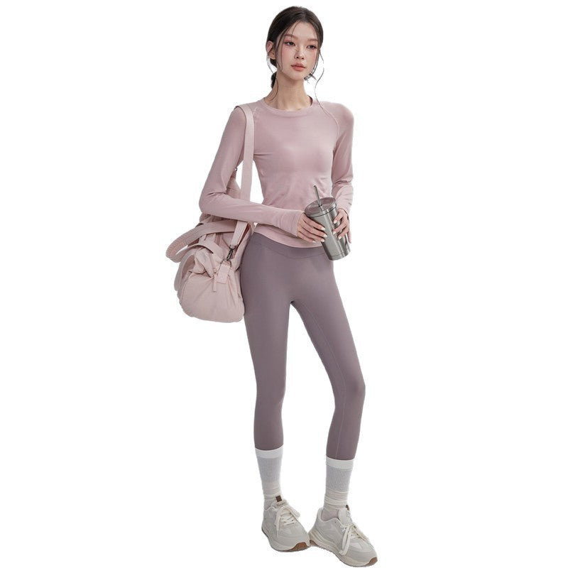 Autumn and winter fitness clothes women's long-sleeved high-elastic tight training outdoor sports tops women's quick-drying running yoga clothes