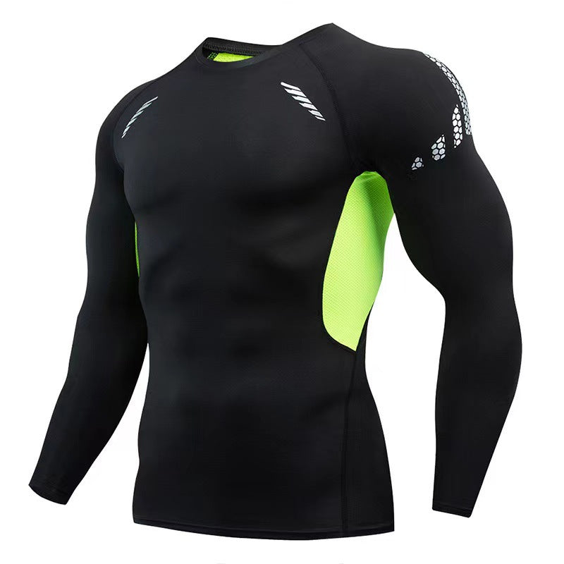 Cross-border men's quick-drying fitness clothes, long-sleeved outdoor running sports suits, tights, training bottoms, sportswear