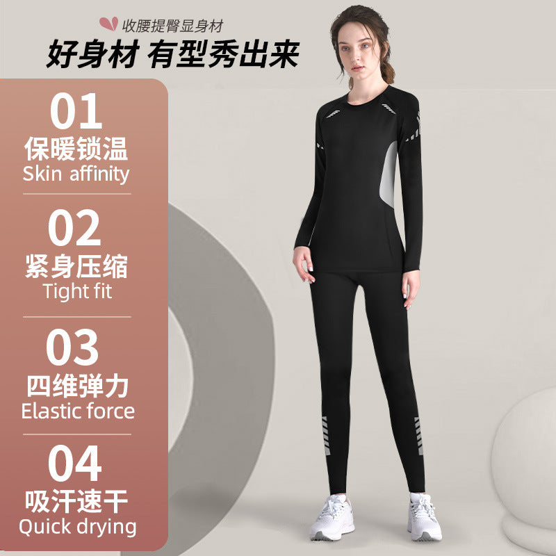 Quick-drying clothes women's yoga suit winter running sports long sleeves autumn and winter outdoor mountaineering morning running gym top