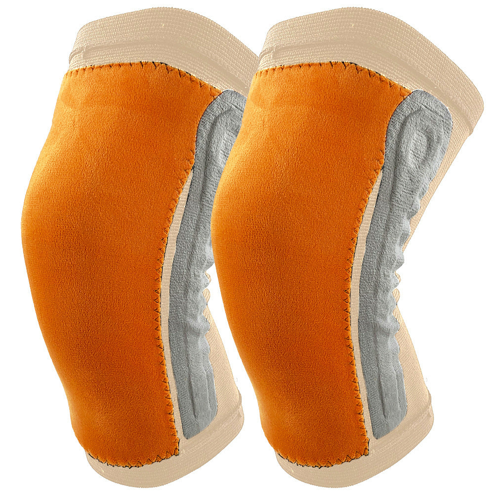 Knitted nylon warm knee pads autumn and winter sports cold protection leg pads gold fleece lined with fleece spring support anti-sprains