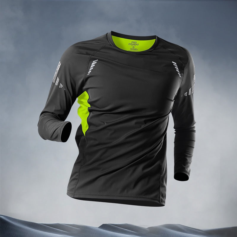 Cross-border foreign trade explosion Long-sleeved outdoor sports men's quick-drying clothes T-shirt Autumn loose bottoming shirt Breathable thin