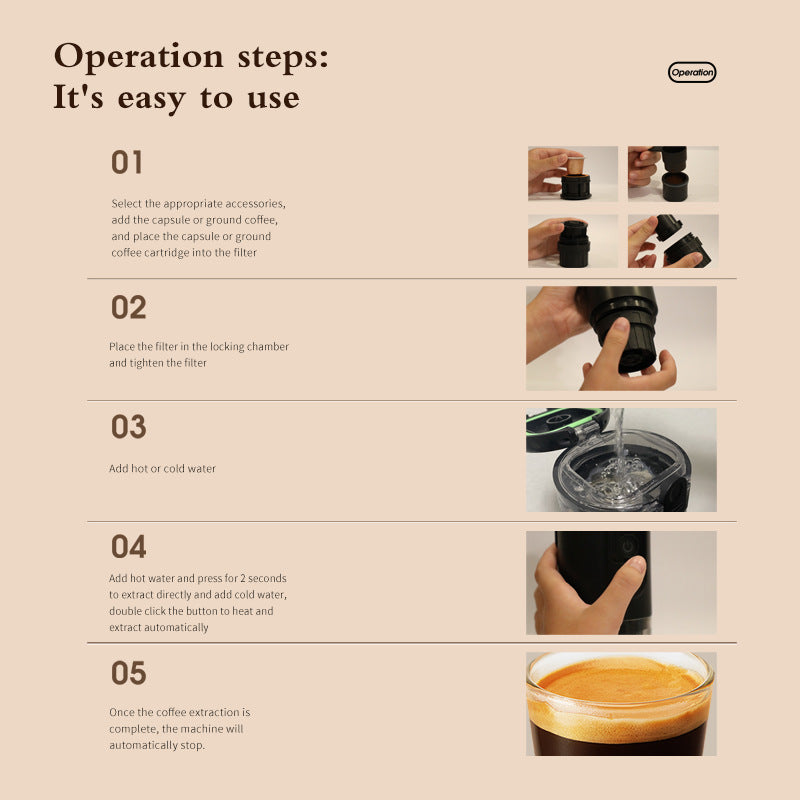 Cross-border electric heating espresso machine powder capsule dual-purpose outdoor travel car home portable mini