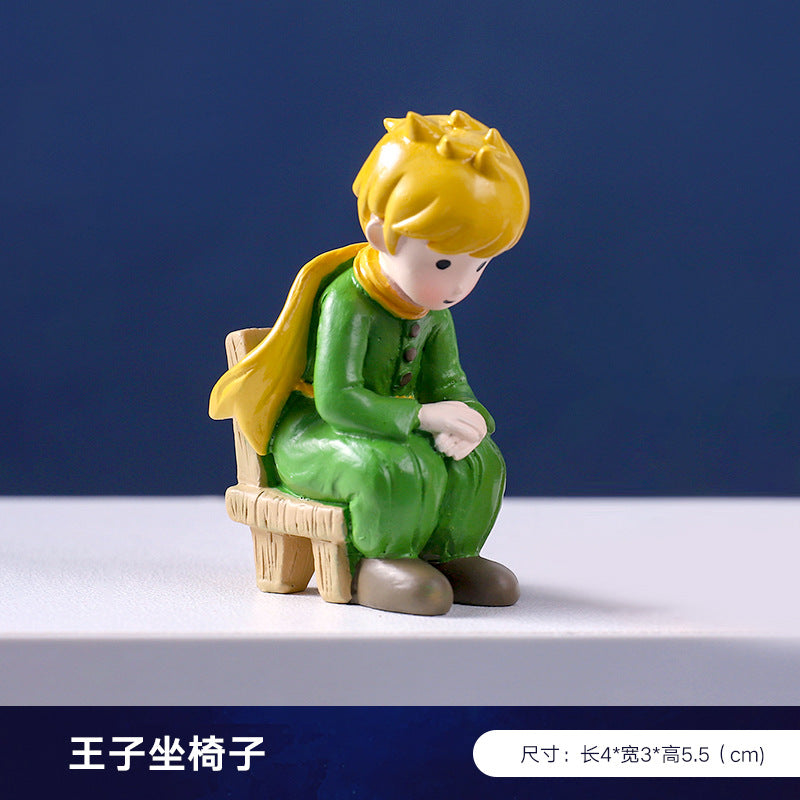 Creative and cute handmade ornaments Car desktop Home decoration Resin handicrafts Prince take flower small ornaments