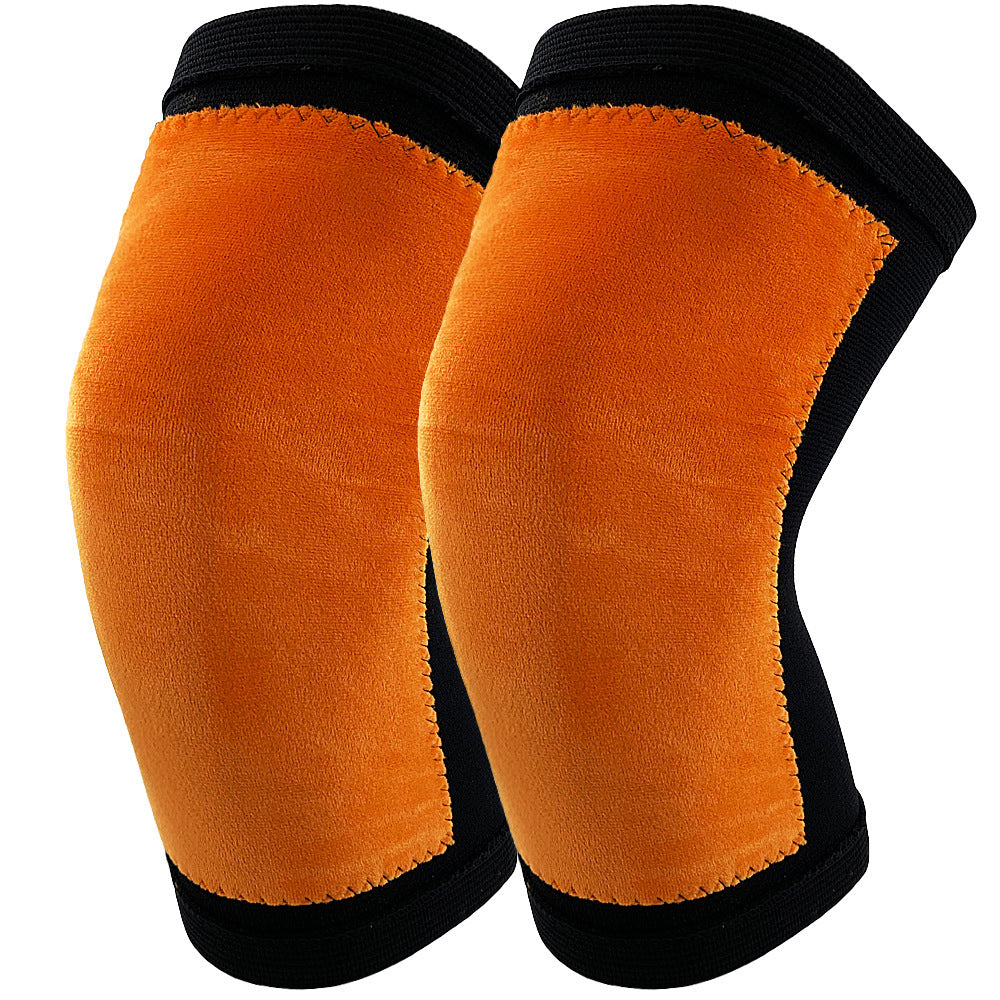 Knitted nylon warm knee pads autumn and winter sports cold protection leg pads gold fleece lined with fleece spring support anti-sprains