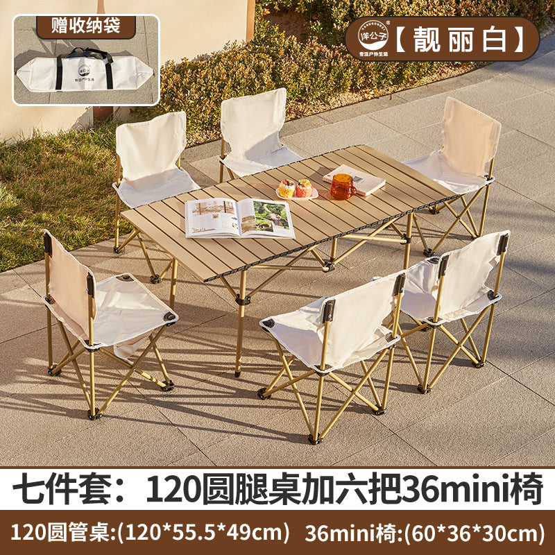 Young Master Yang Outdoor Camping Set Folding Table and Chair Combination Moon Chair Egg Roll Table One Piece Hair Factory Camping