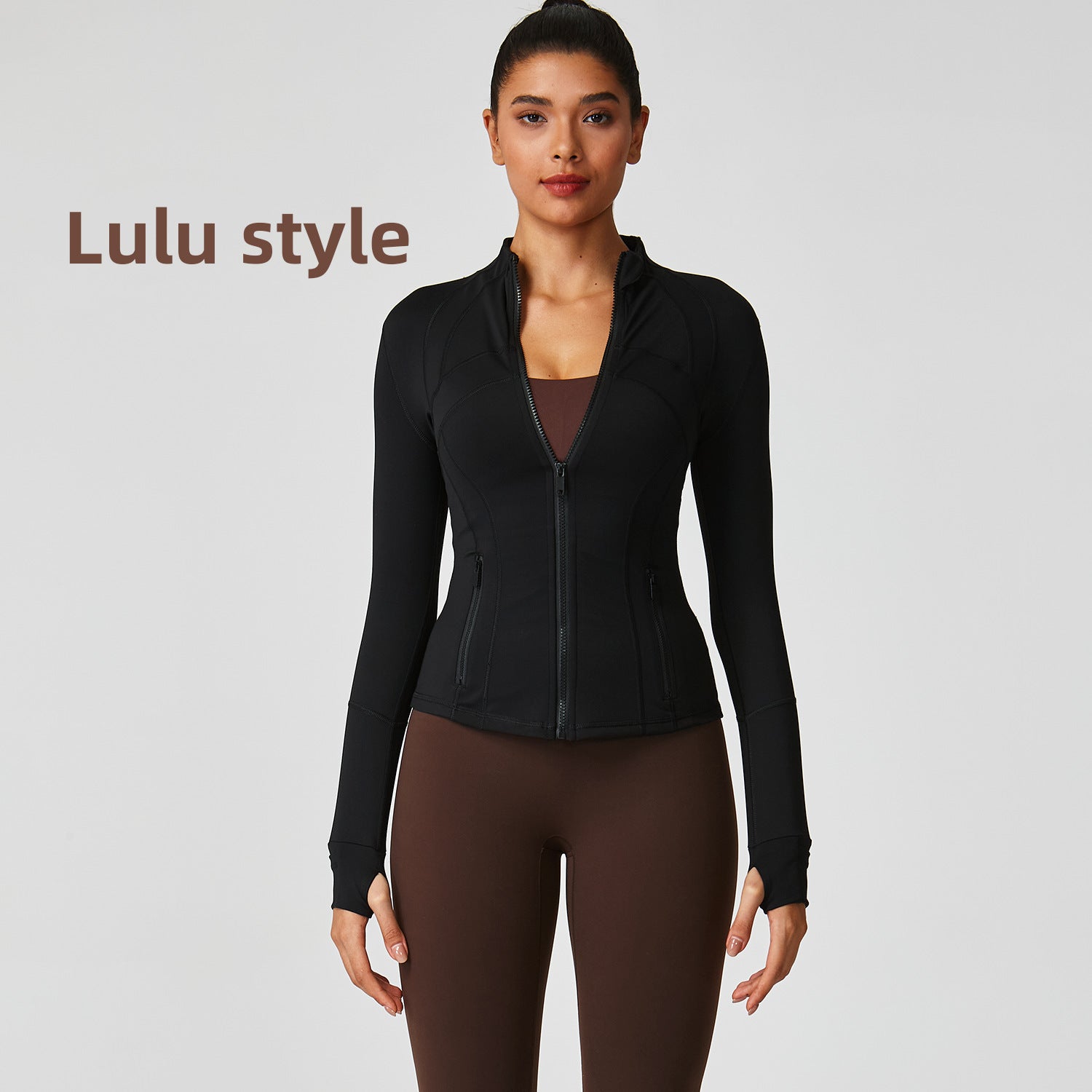 LuluID blazer jacket women's defined outdoor slim stand-up cardigan zip yoga suit top