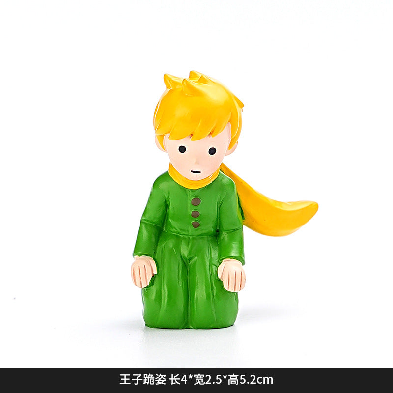 Creative and cute handmade ornaments Car desktop Home decoration Resin handicrafts Prince take flower small ornaments