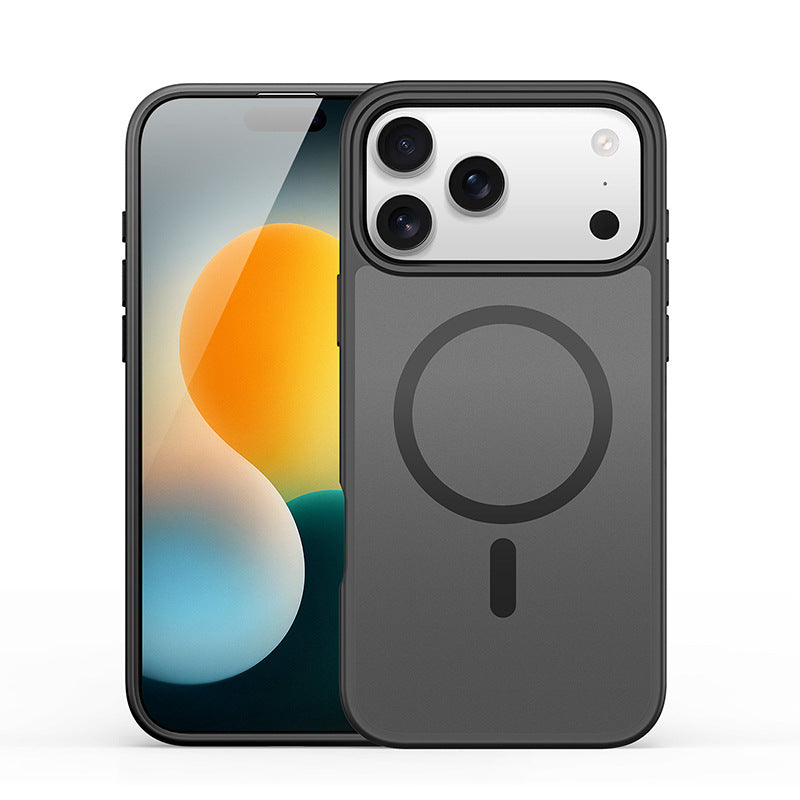 In stock, it is suitable for iPhone17 Pro magnetic skin suction mobile phone case, Apple 17 anti-drop rear case transparent cover wholesale.