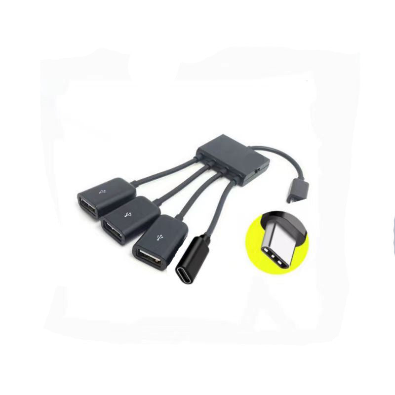 Multifunctional OTG data cable, one to three tablet USB splitter otg adapter power supply function