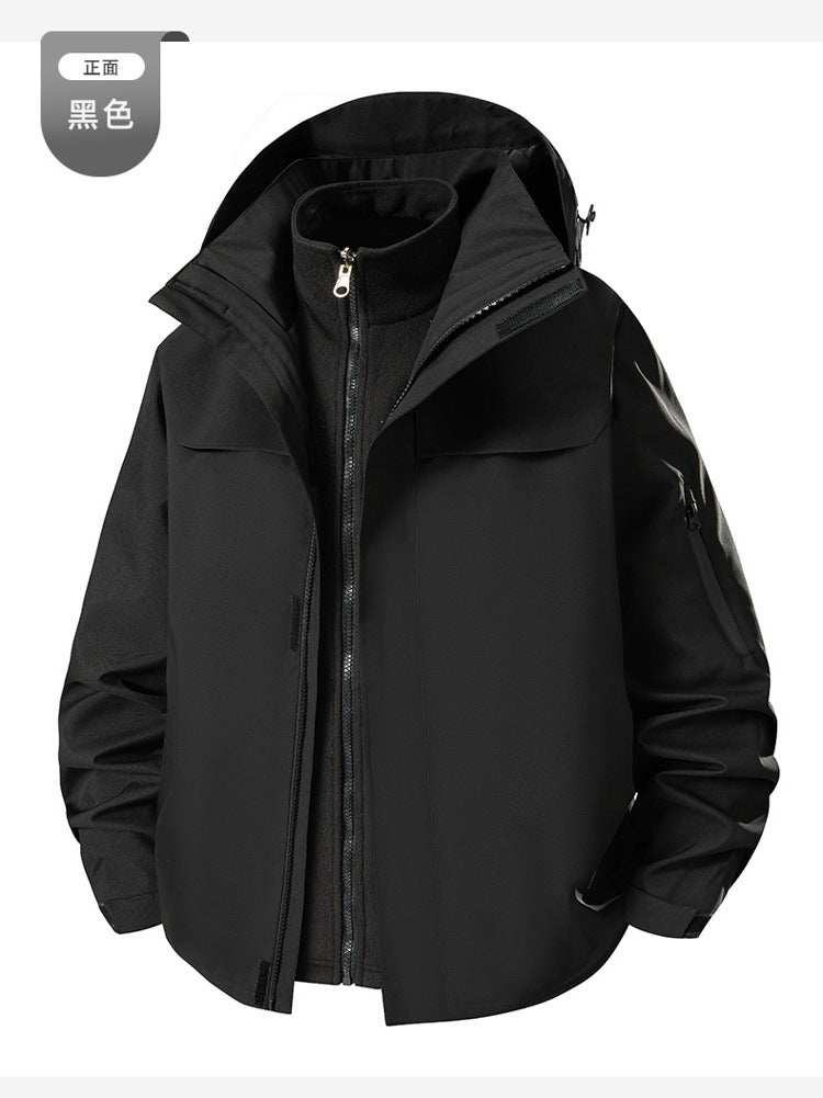 Support printing logo three-in-one jacket for men and women, outdoor windproof and warm travel jacket tooling in winter