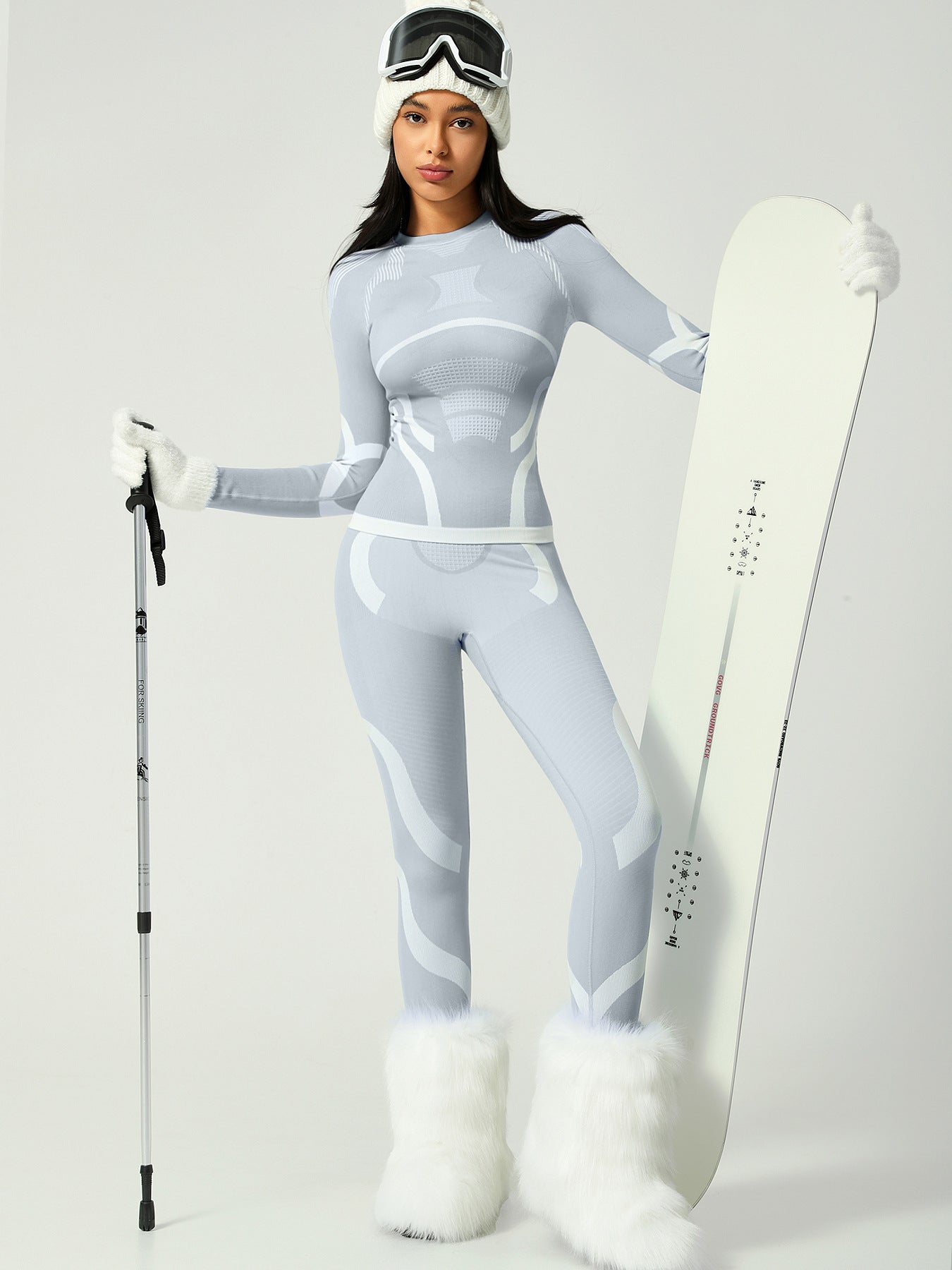 Amazon ski quick-drying clothes autumn and winter tight-fitting warm ski underwear set sports outdoor fitness ski suit women