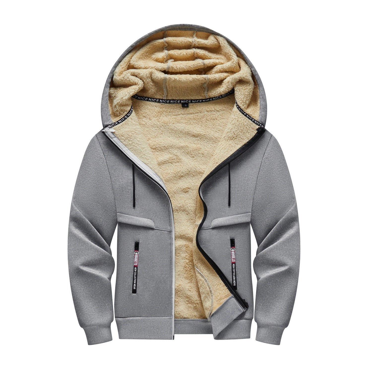 OOTD cross-border European size men's outdoor leisure sports hooded jacket zipper cardigan pocket fleece thermal sweater