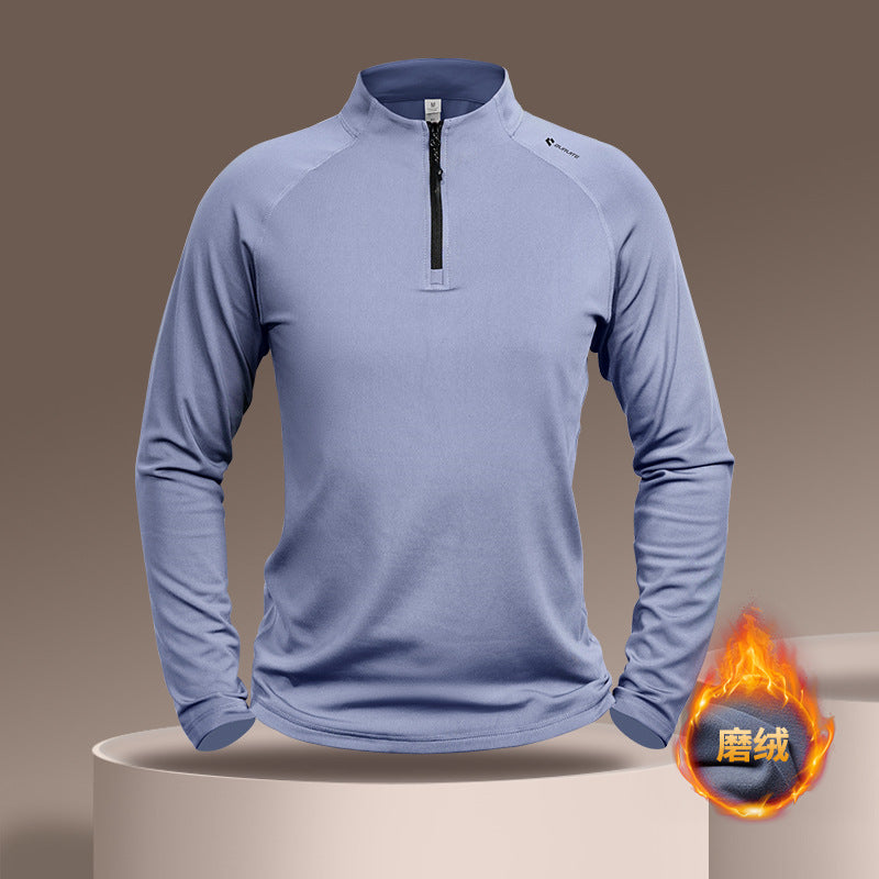 Fitness clothes men's and women's spring outdoor autumn and winter quick-drying clothes running training clothes stand-up collar zipper long-sleeved sports top