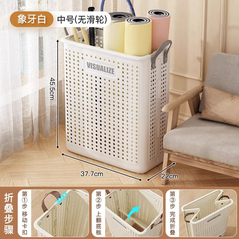 Yoga mat storage basket with wheels Home sports tools Organizing artifact Badminton storage Fitness equipment rack