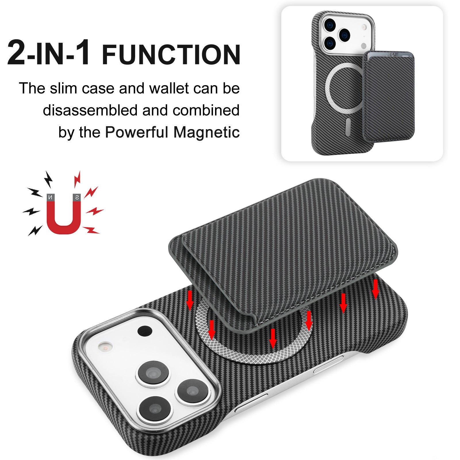 Applicable to iPhone17PRO max business mobile phone case Apple 17 card carbon fiber wireless charging mobile phone case