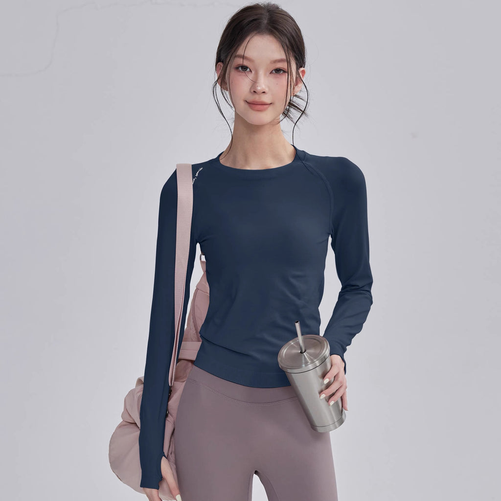 Autumn and winter fitness clothes women's long-sleeved high-elastic tight training outdoor sports tops women's quick-drying running yoga clothes