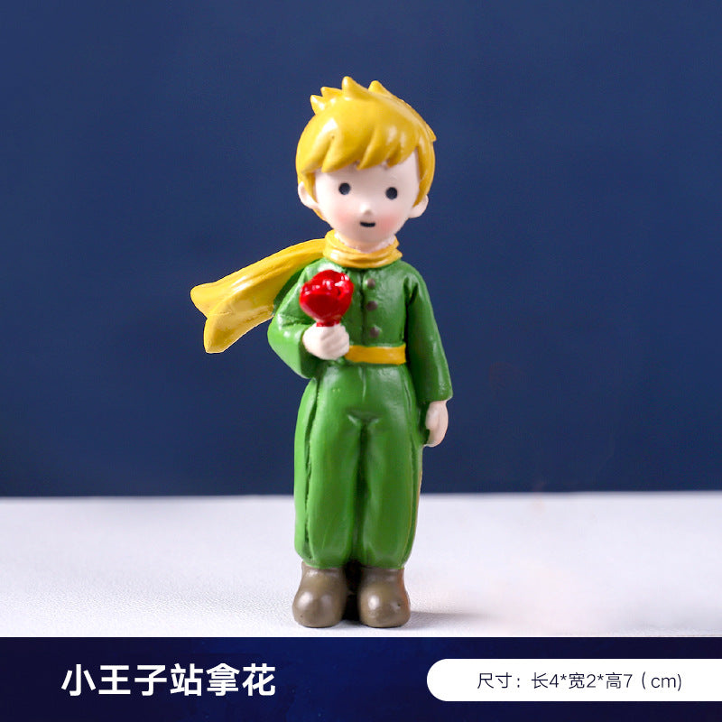 Creative and cute handmade ornaments Car desktop Home decoration Resin handicrafts Prince take flower small ornaments