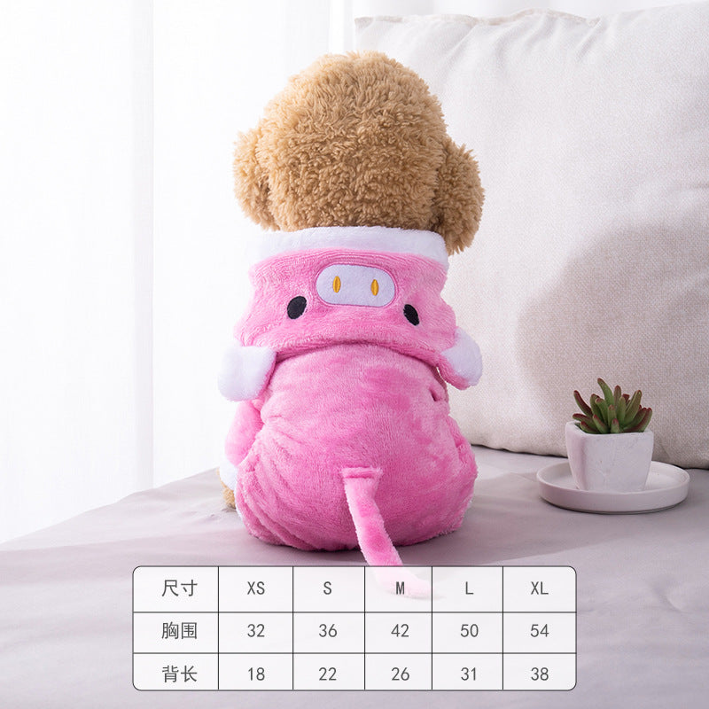 Pet clothes transformation clothes coral fleece autumn and winter dinosaur four-legged dog winter clothes cat pet clothing wholesale