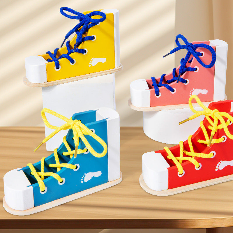 Children's shoelaces toy teaching aids learn to tie and practice wearing shoelaces baby Montessori kindergarten area early education toys