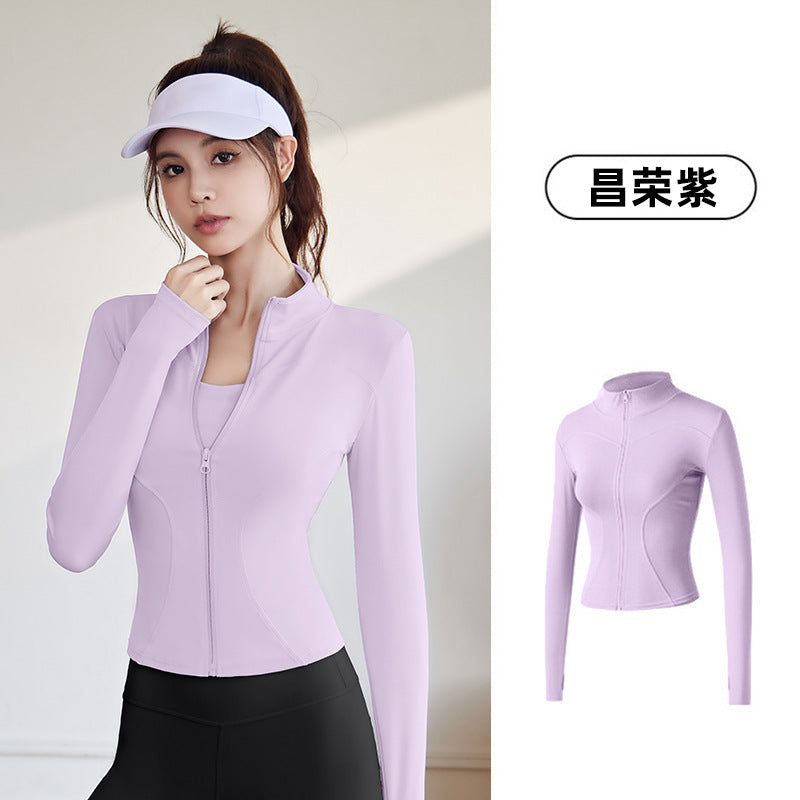 Juyitang Spring and Autumn Sports Jacket Women's Long Sleeve Tights Running Fitness Yoga Clothing Top Jacket