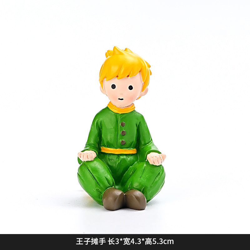 Creative and cute handmade ornaments Car desktop Home decoration Resin handicrafts Prince take flower small ornaments