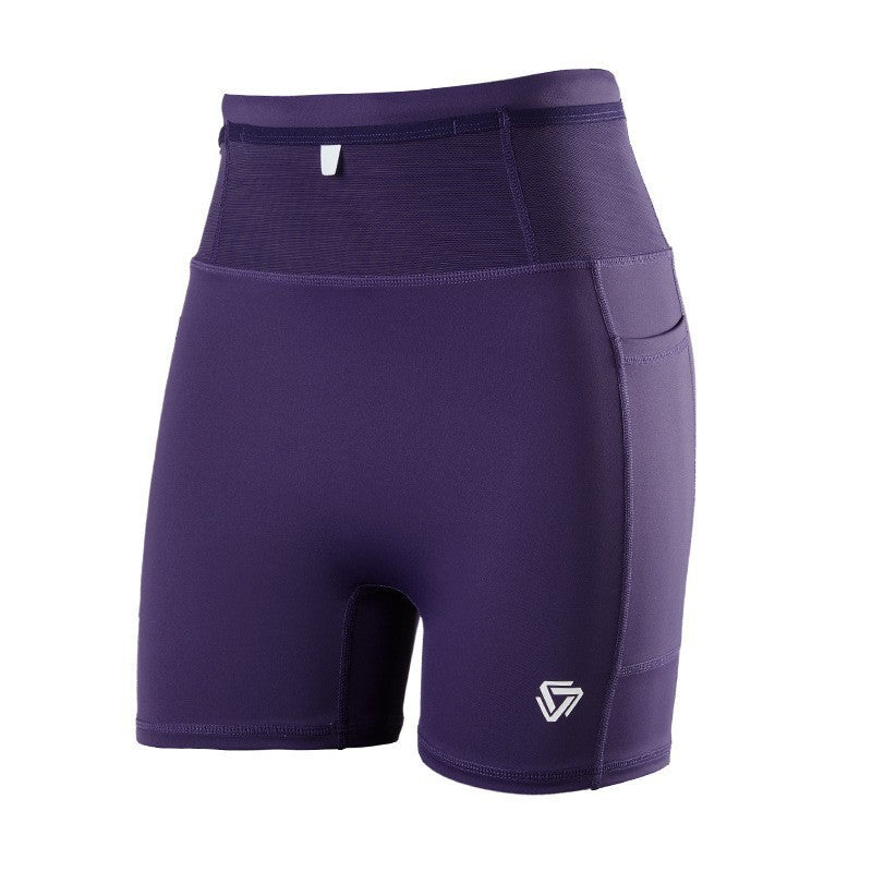 Men's and women's same full-circumference pocket drawstring compression five-point pants sports fitness pants outdoor running marathon three-point pants