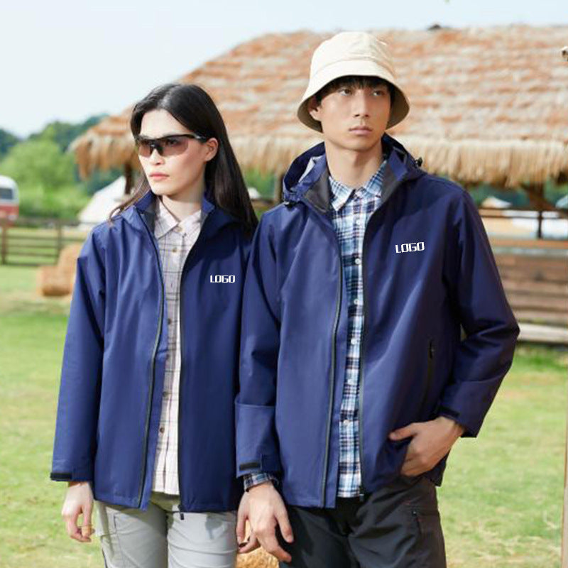Detachable hooded class uniform, sports team uniform waterproof outdoor tour group team building overalls, long-sleeved jacket customization