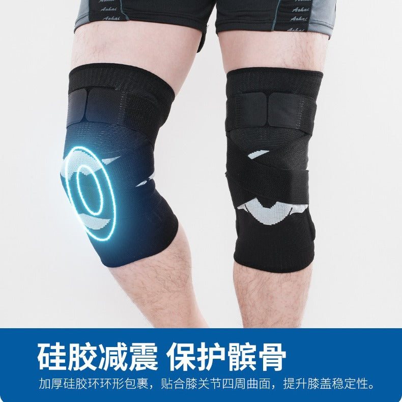 Silicone anti-skid shock-absorbing knee pads, spring support knee pads, sports knee pads, straps, pressurized basketball running joint protection