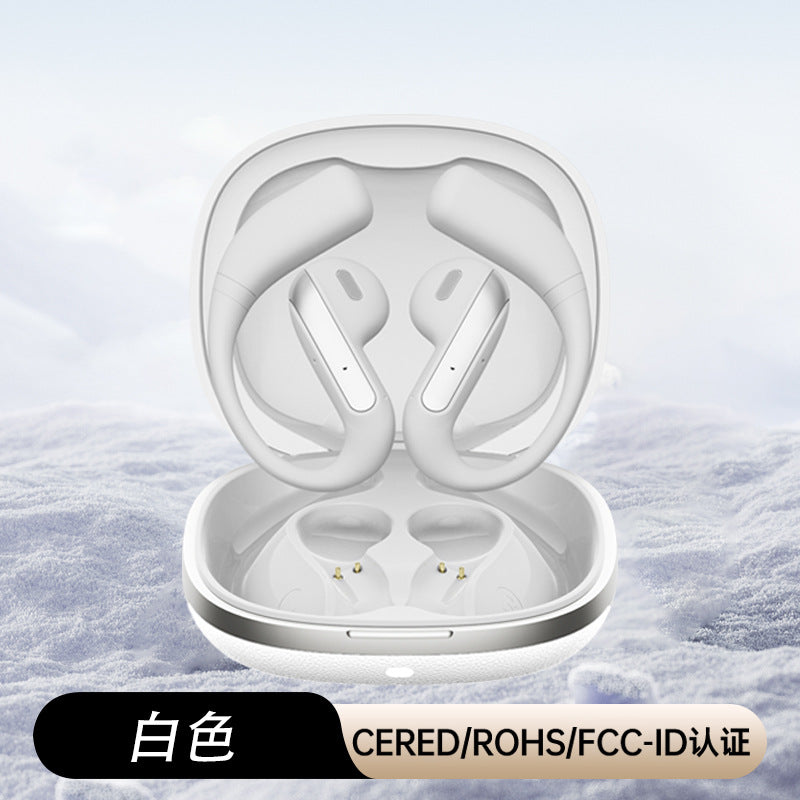 New AI smart bluetooth headset half-in-ear open hanging ear YJ-55 sports simultaneous translation imitation leather texture