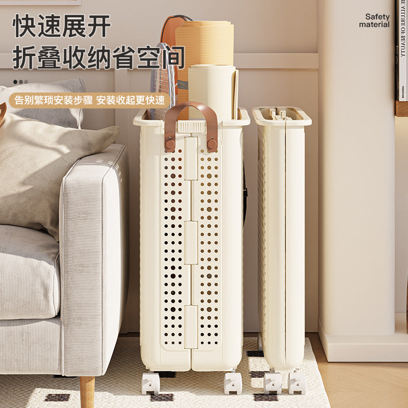 Yoga mat storage basket with wheels Home sports tools Organizing artifact Badminton storage Fitness equipment rack