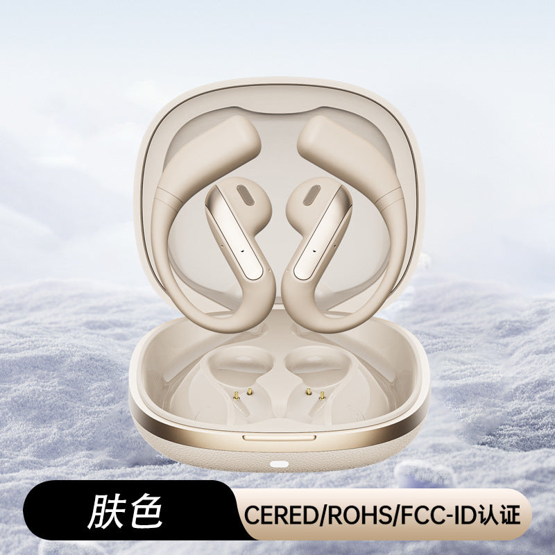 New AI smart bluetooth headset half-in-ear open hanging ear YJ-55 sports simultaneous translation imitation leather texture