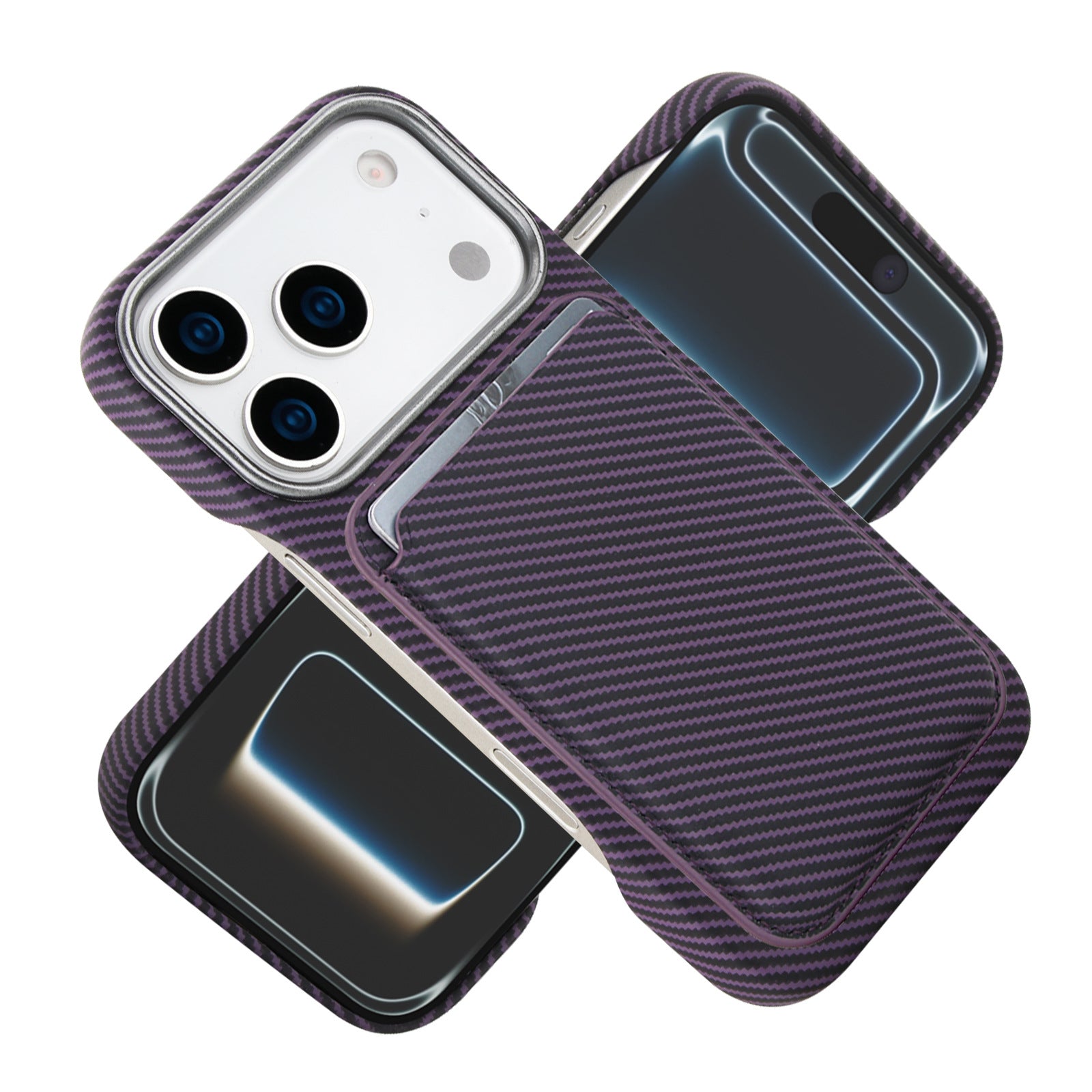 Applicable to iPhone17PRO max business mobile phone case Apple 17 card carbon fiber wireless charging mobile phone case