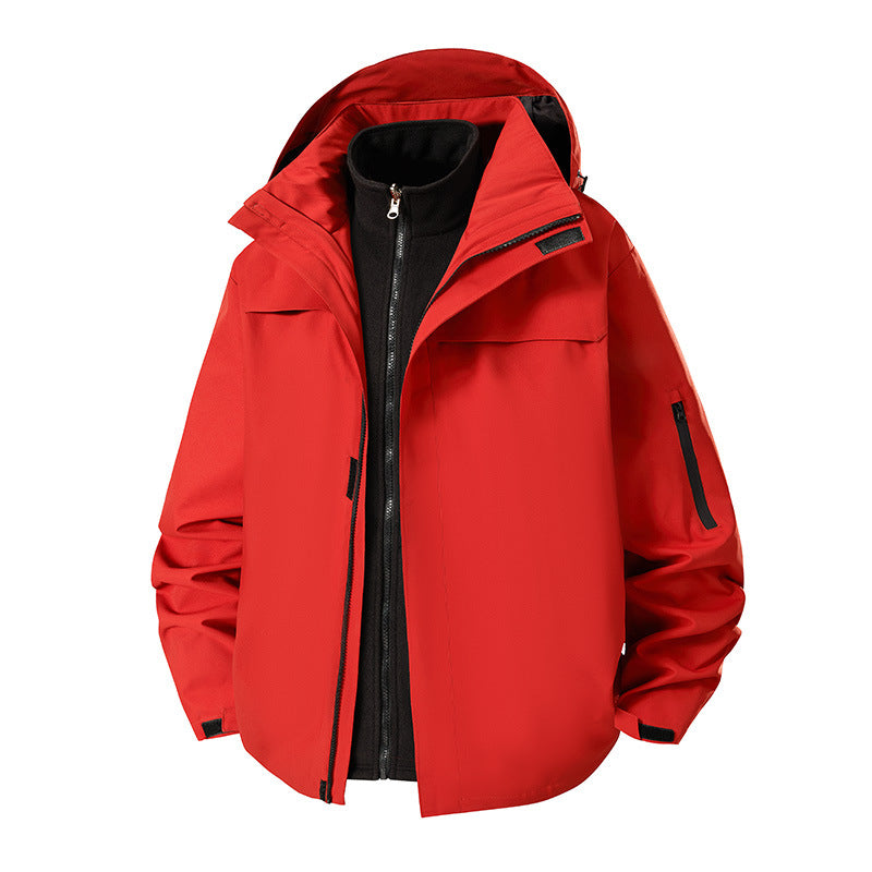 Support printing logo three-in-one jacket for men and women, outdoor windproof and warm travel jacket tooling in winter