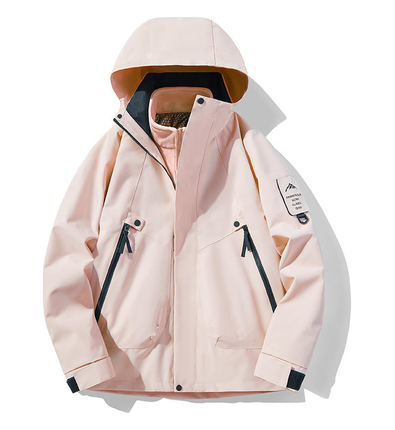 Jacket three-in-one men's fleece two-piece set removable sports outdoor windproof waterproof cold-proof warm jacket women