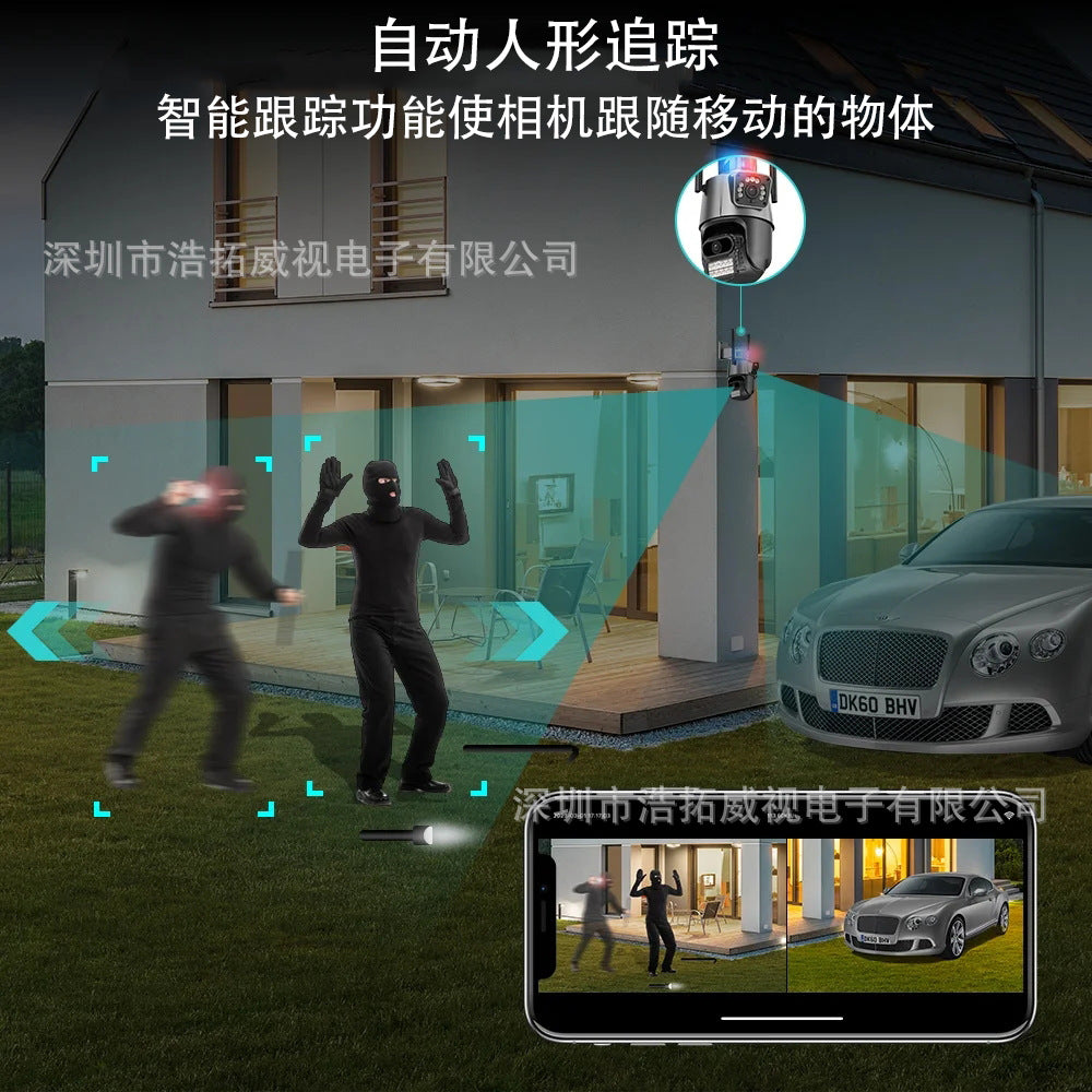 ICsee outdoor dual screen home WiFi surveillance camera wireless high definition night vision camera spot wholesale