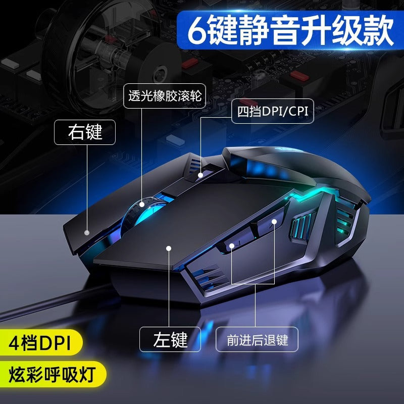 Game mouse USB wired e-sports mechanical mouse Computer accessories Office household six-button mouse Cross-border wholesale
