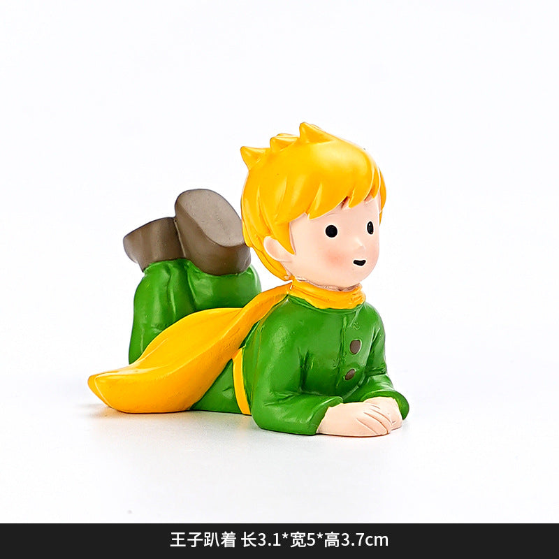 Creative and cute handmade ornaments Car desktop Home decoration Resin handicrafts Prince take flower small ornaments