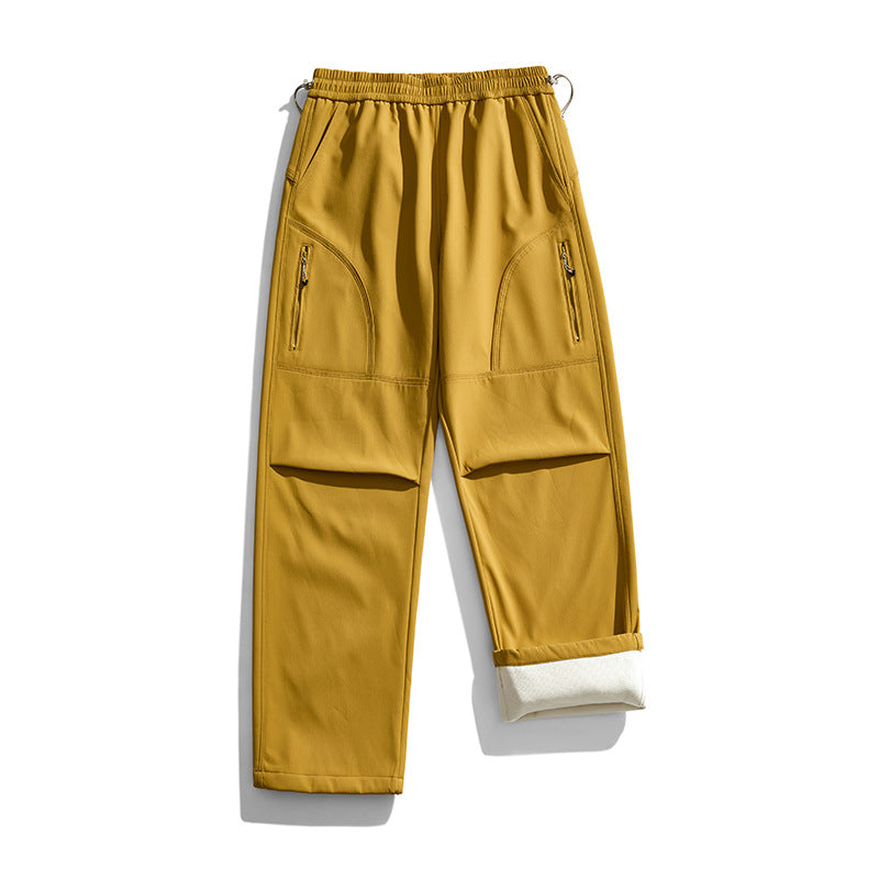 IZEXX tide brand outdoor mountaineering three-proof water-splashing quick-drying sports fleece charge pants men's and women's functional wind overalls