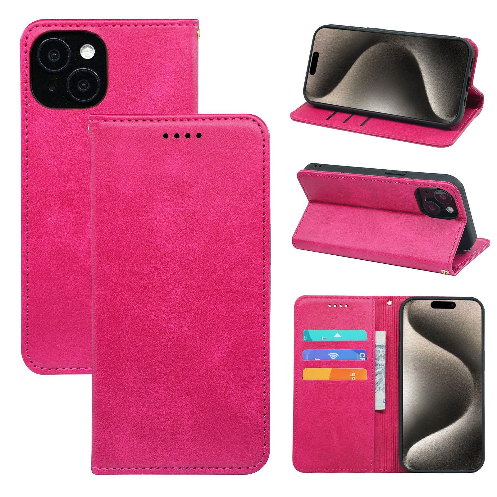 Applicable to Apple 16/iPhone15/14/13 calfskin strong magnetic suction anti-drop mobile phone case wholesale