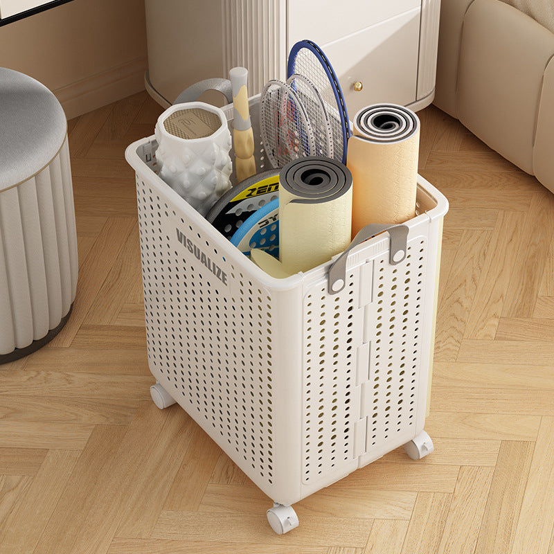 Yoga mat storage basket with wheels Home sports tools Organizing artifact Badminton storage Fitness equipment rack