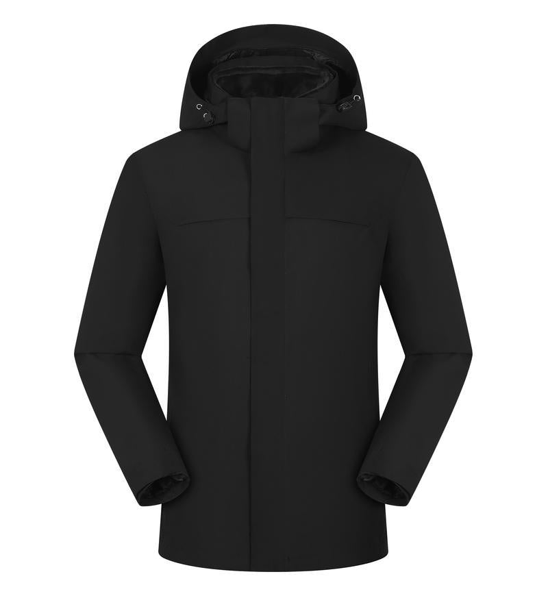 Waterproof windbreaker jacket men's hooded hard shell sports jacket national standard tooling outdoor three-in-one jacket customization