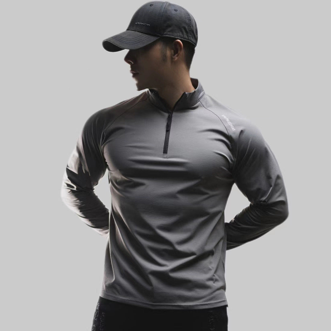 Autumn outdoor quick-drying T-half zipper long-sleeved T-shirt men's casual running fitness training clothes sports top