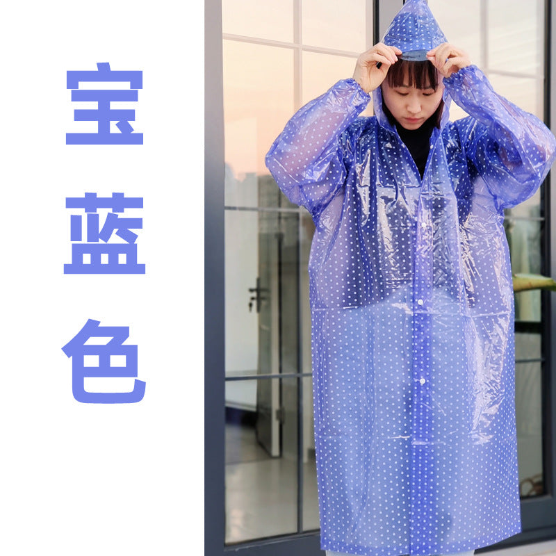 New crystal fashion polka dot raincoat men and women one-piece long thickened outdoor tea picking walking travel poncho wholesale