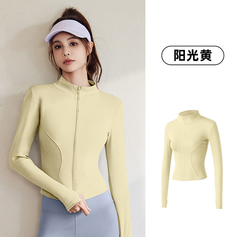 Juyitang Spring and Autumn Sports Jacket Women's Long Sleeve Tights Running Fitness Yoga Clothing Top Jacket