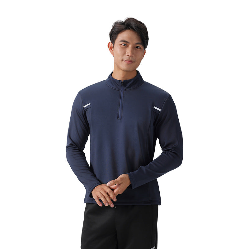 Spring and Autumn New Half Zipper Sports Long Sleeve T-Shirt Men's Sweater Shooting Wear Fitness Outdoor Top Running Quick Drying Wear