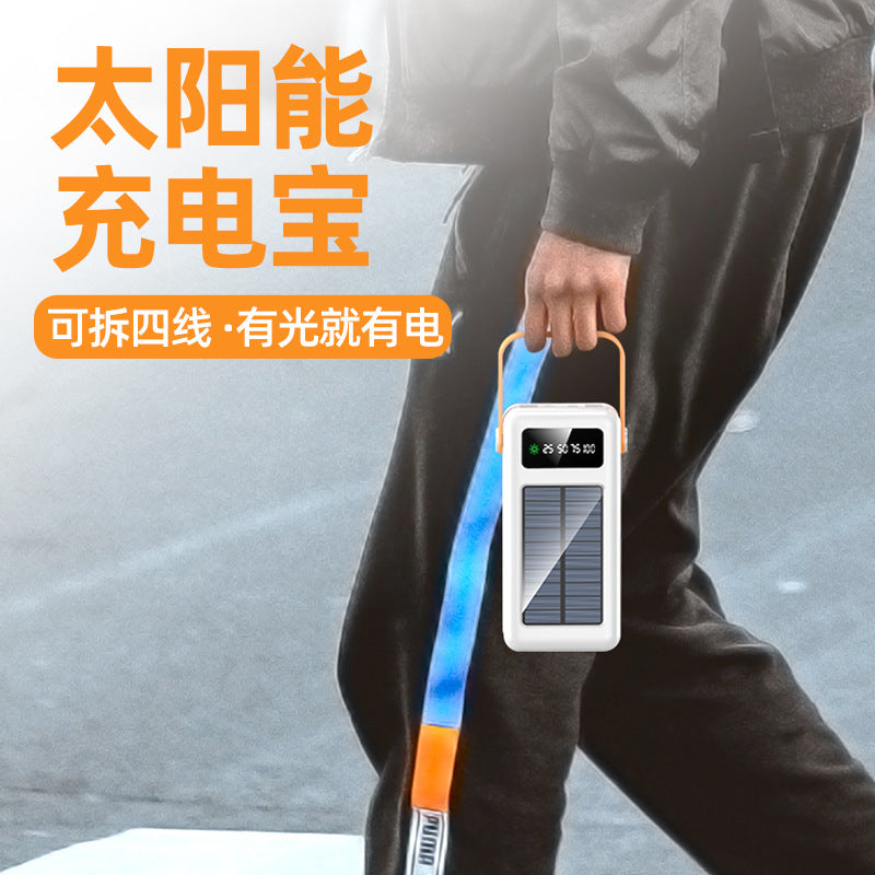 KC Cross-border Solar Energy3c Certified Power Bank with Cable50000mAh large capacity portable power bank customization