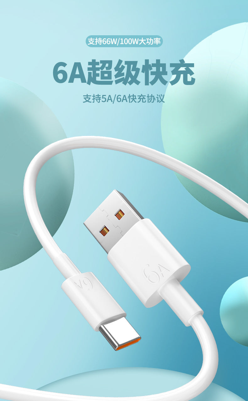 6A Super Fast Charging Data Cable Type-c Flash Charge Compatible with Huawei, Honor, and Apple phones66w Wholesale Charging Cables